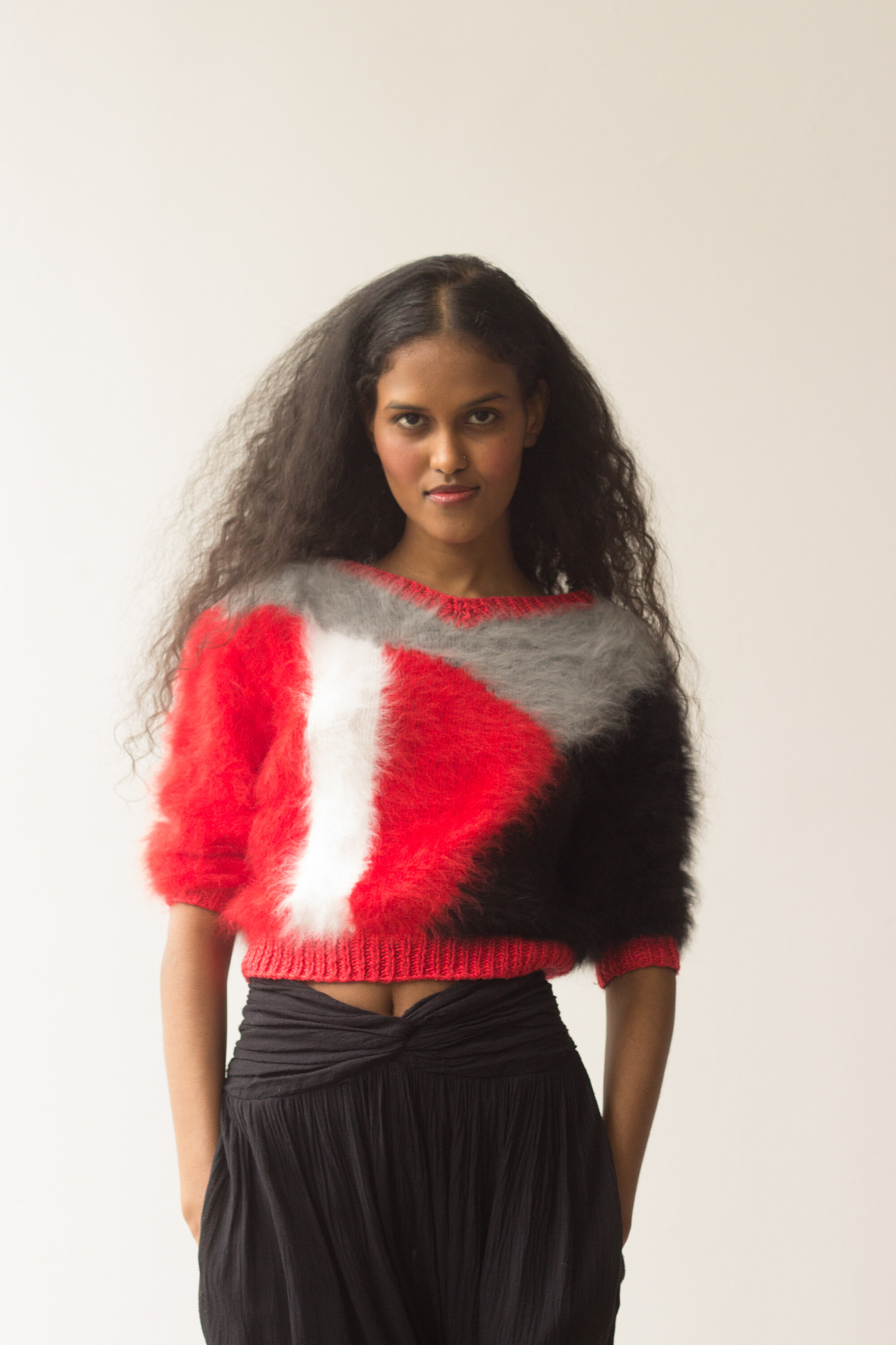 1980s Abstract Knit Angora Sweater — Wayward Collection